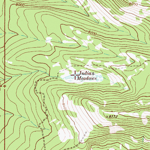 Topographic Map of Indian Meadows, WY