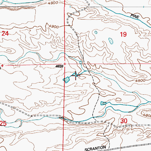Topographic Map of Naffziger Dam, WY