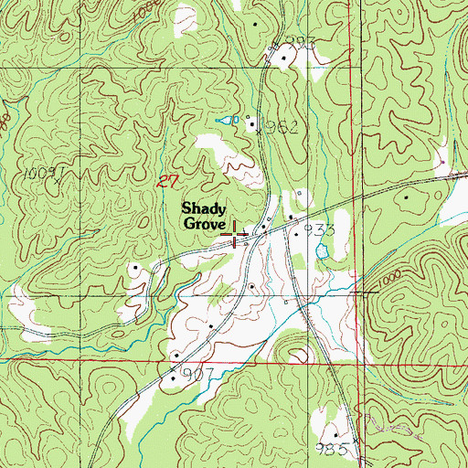 Topographic Map of Shady Grove, AL