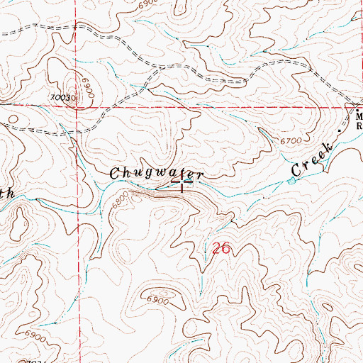 Topographic Map of Miller Number 1 Reservoir, WY