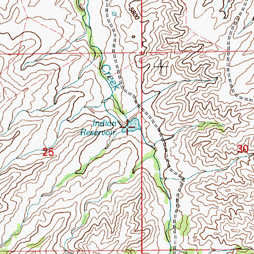 Topographic Map of Indian Reservoir Number 1, WY