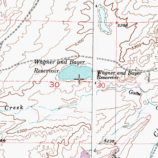 Topographic Map of Wagner and Bayer Dam, WY