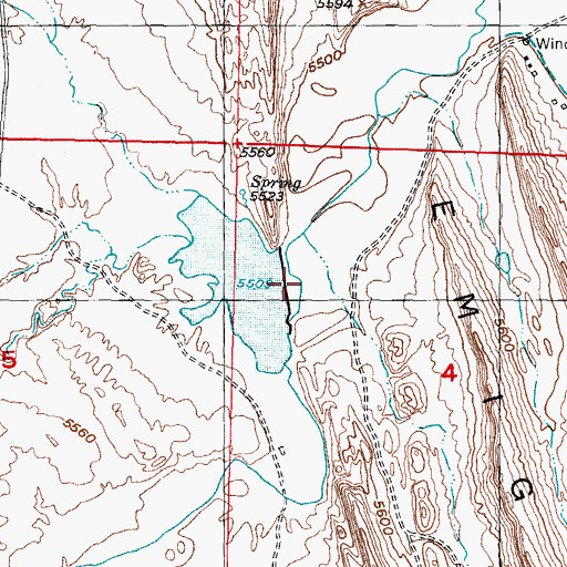 Topographic Map of Shreiner Reservoir, WY