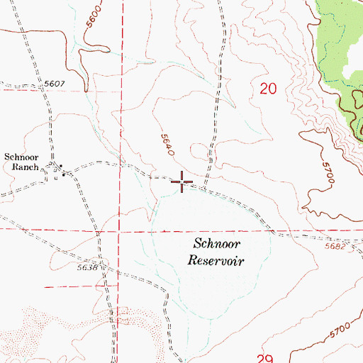 Topographic Map of Schnoor Dam, WY