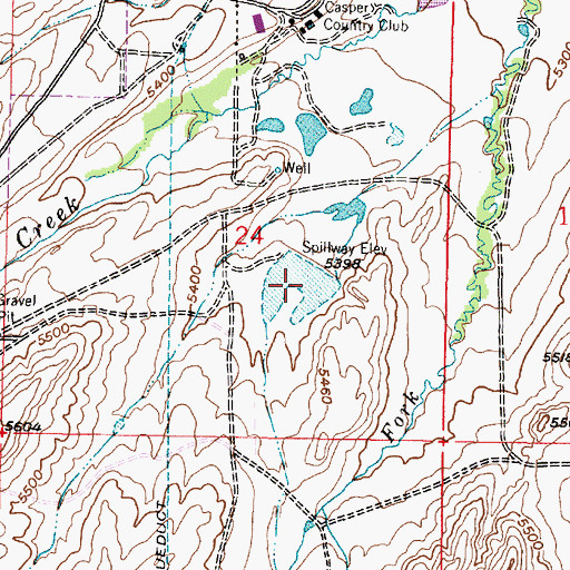 Topographic Map of Duhling Reservoir, WY