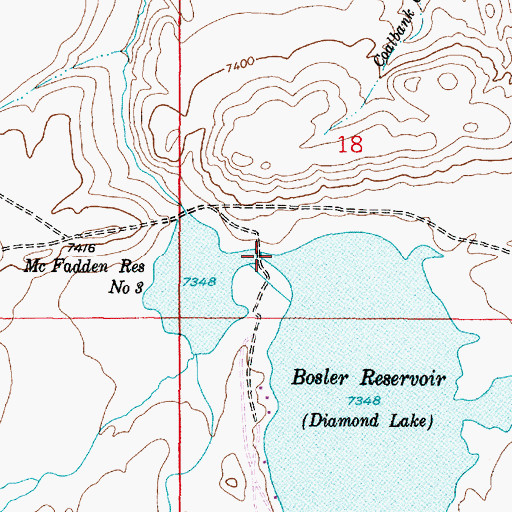 Topographic Map of Bosler Dam, WY