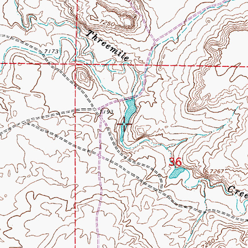 Topographic Map of Three Mile Dam, WY