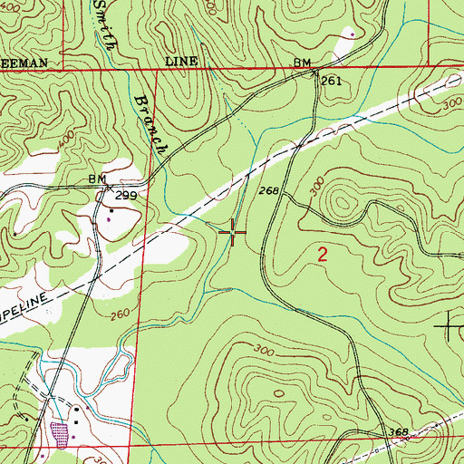 Topographic Map of Smith Branch, AL