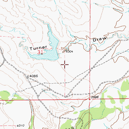 Topographic Map of Turner Number 1 Reservoir, WY