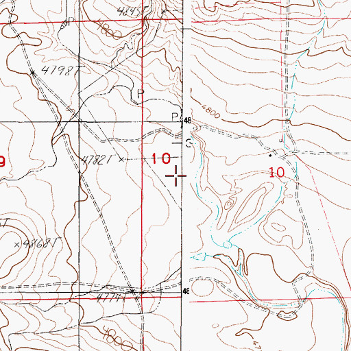 Topographic Map of Teckla Number 1 Reservoir, WY