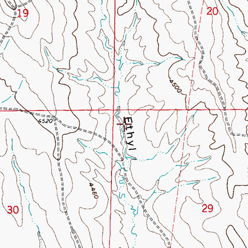 Topographic Map of Ethyl Number 2 Dam, WY