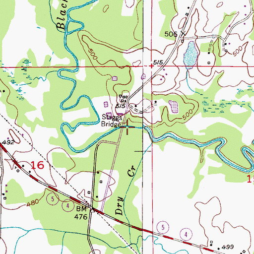 Topographic Map of Staggs Bridge, AL