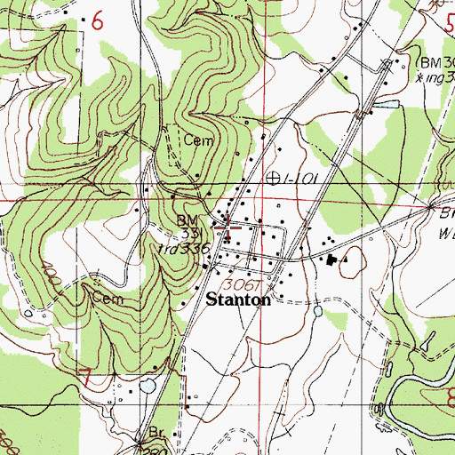 Topographic Map of Stanton, AL