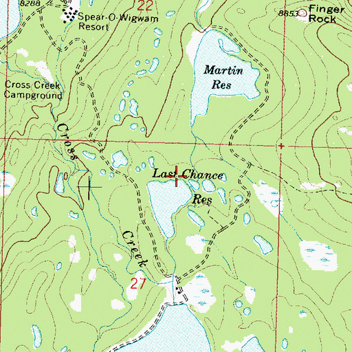 Topographic Map of Last Chance Reservoir Dam, WY