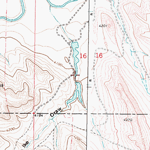 Topographic Map of Little Red Number 2 Dam, WY