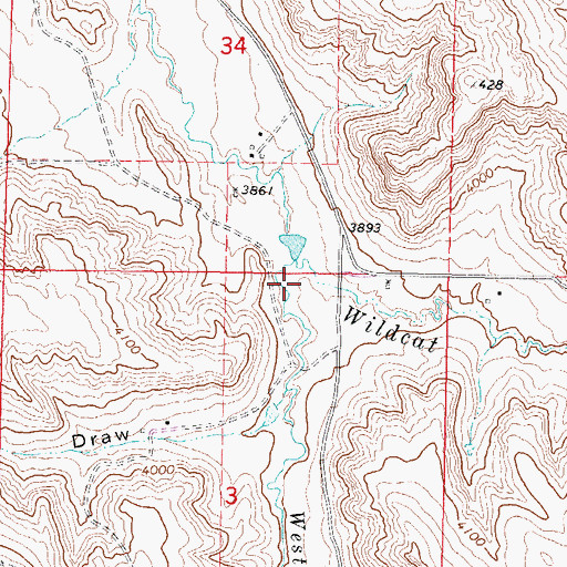Topographic Map of Paul Number 3 Dam, WY