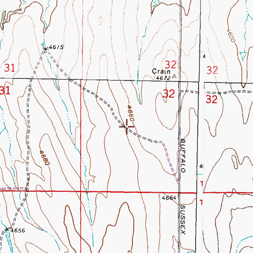 Topographic Map of Crain Reservoir, WY