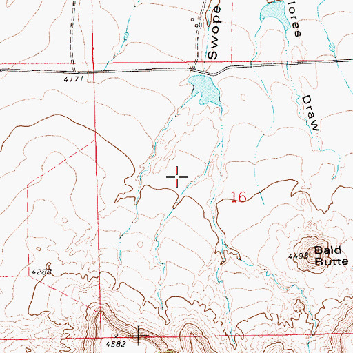 Topographic Map of Swope Dam, WY