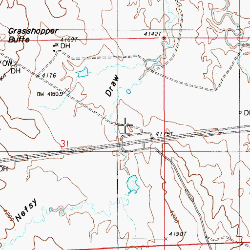 Topographic Map of Bute Reservoir, WY