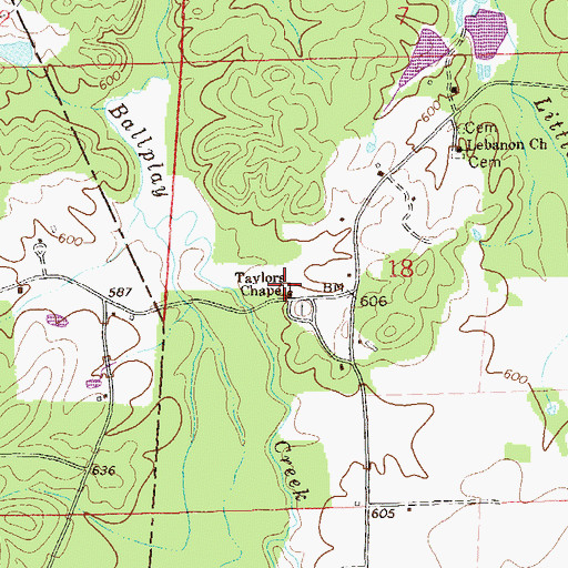 Topographic Map of Taylors Chapel, AL