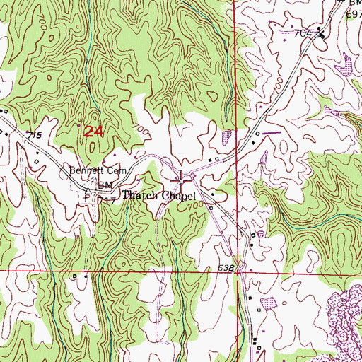 Topographic Map of Thatch Chapel, AL