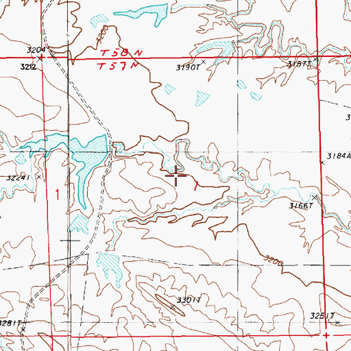 Topographic Map of Mowry Draw Dam, WY