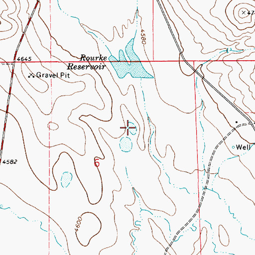 Topographic Map of Rourke Number 1 Reservoir, WY