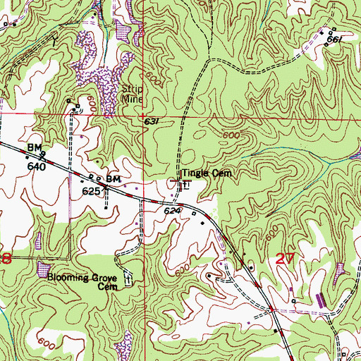 Topographic Map of Tingle Cemetery, AL