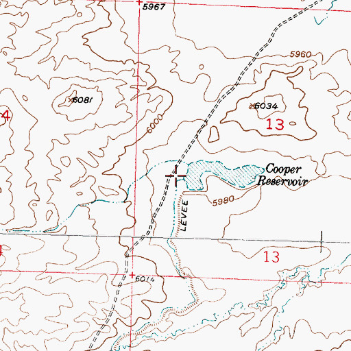 Topographic Map of Cooper Dam, WY