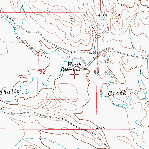 Topographic Map of Worth Dam, WY
