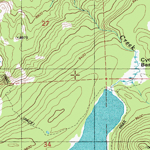 Topographic Map of Shoshone Lake Dam, WY