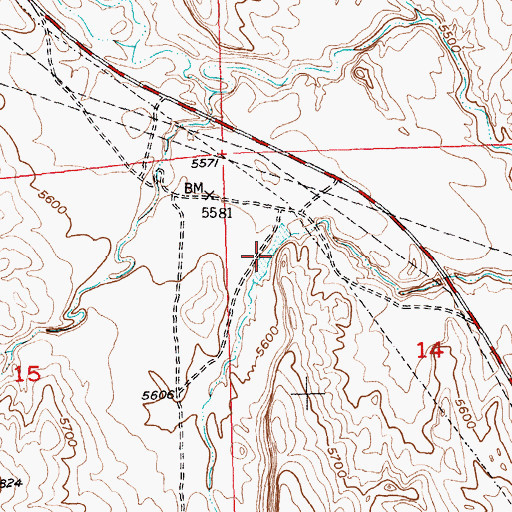 Topographic Map of Moon Dam, WY