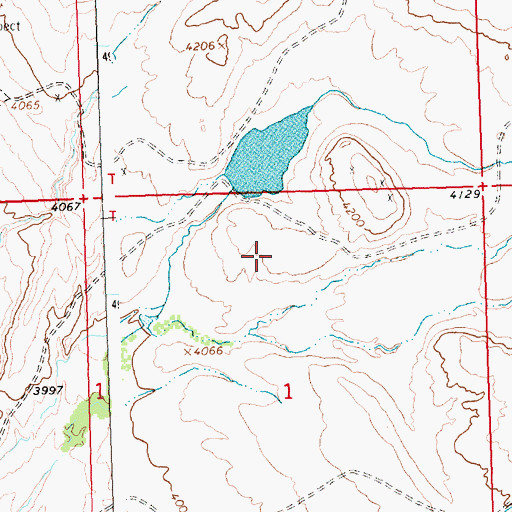Topographic Map of Five Springs Number 1 Reservoir, WY