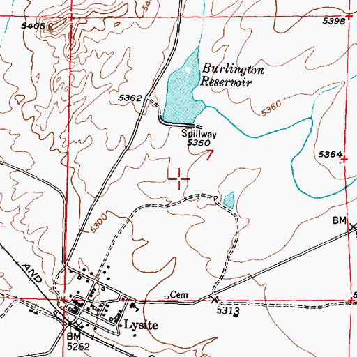 Topographic Map of OSW Reservoir, WY
