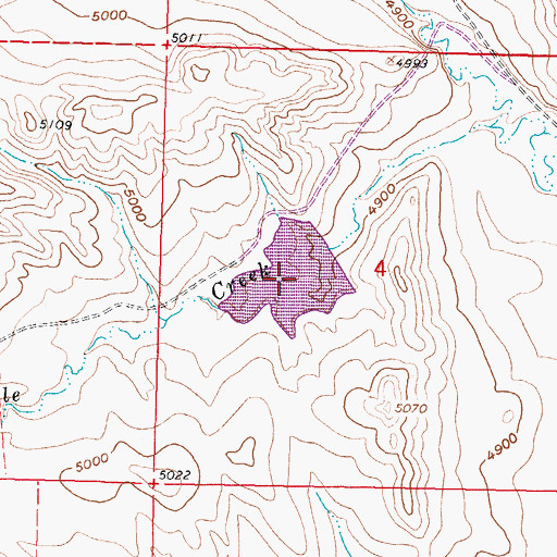 Topographic Map of Pole Creek Irrigation Reservoir, WY