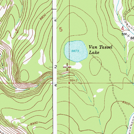 Topographic Map of Van Tassel Lake Dam, WY