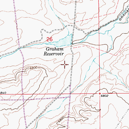 Topographic Map of Graham Number 2 Reservoir, WY