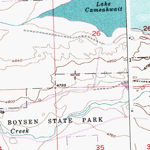 Topographic Map of Lake Cameahwait Dam, WY
