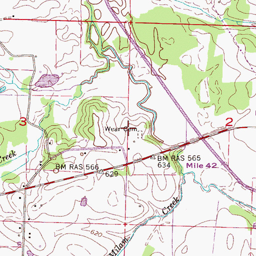 Topographic Map of Wear Cemetery, AL