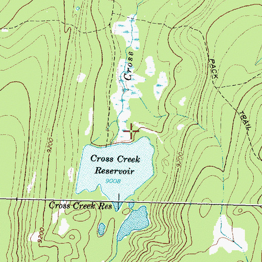 Topographic Map of Cross Creek Reservoir Dam, WY