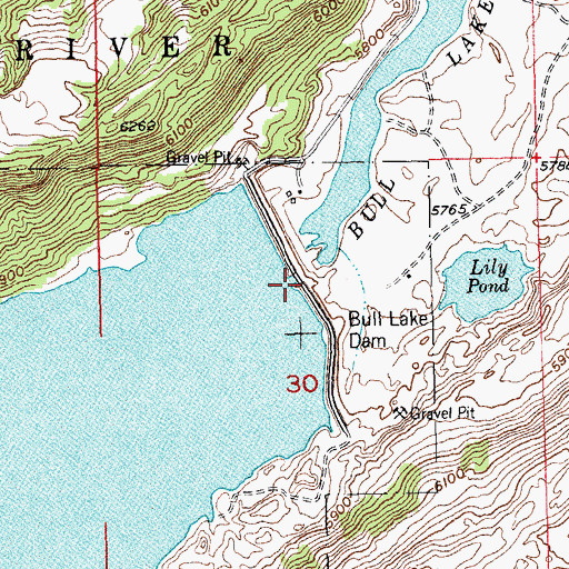 Topographic Map of Bull Lake Dam, WY
