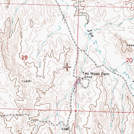 Topographic Map of Two Wash Reservoir, WY