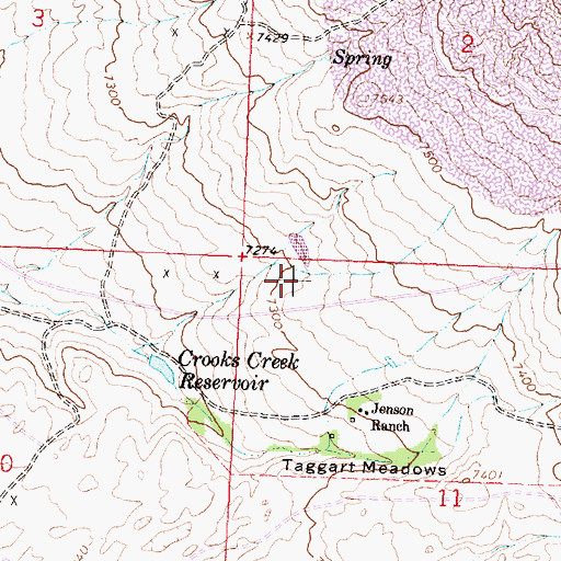 Topographic Map of Rock Reservoir, WY