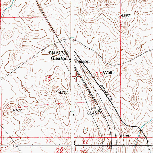Topographic Map of Gleason, WY