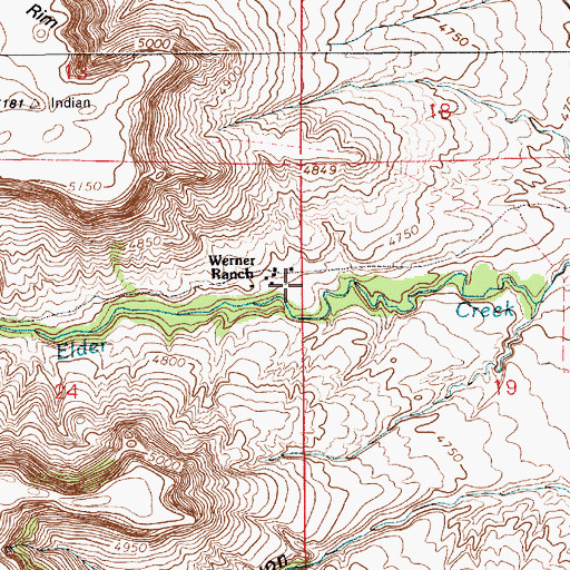 Topographic Map of Werner Ranch, WY