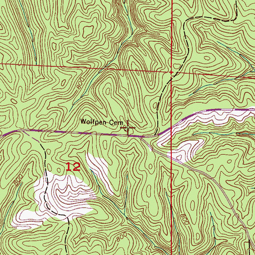Topographic Map of Wolfpen Cemetery, AL