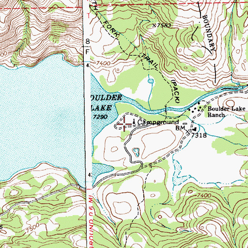 Topographic Map of Boulder Lake Campground, WY