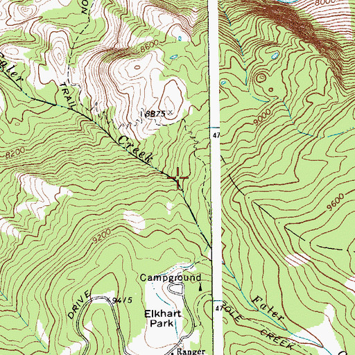 Topographic Map of Trails End Campground, WY