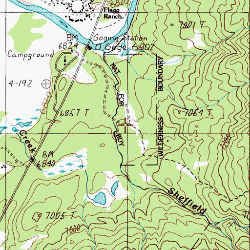 Topographic Map of Sheffield Creek Trailhead, WY