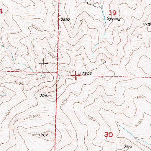 Topographic Map of KRLU-FM (Lost Cabin), WY